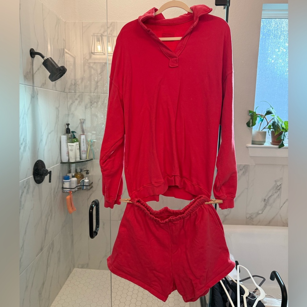 OG Daily Drills Oversized Crew and sweat shorts -Hot pink